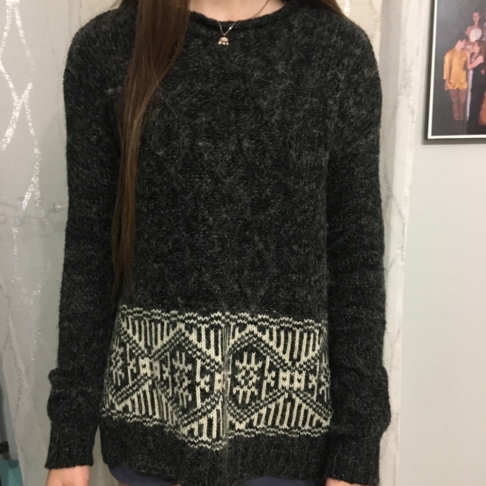 Gray and White Sweater